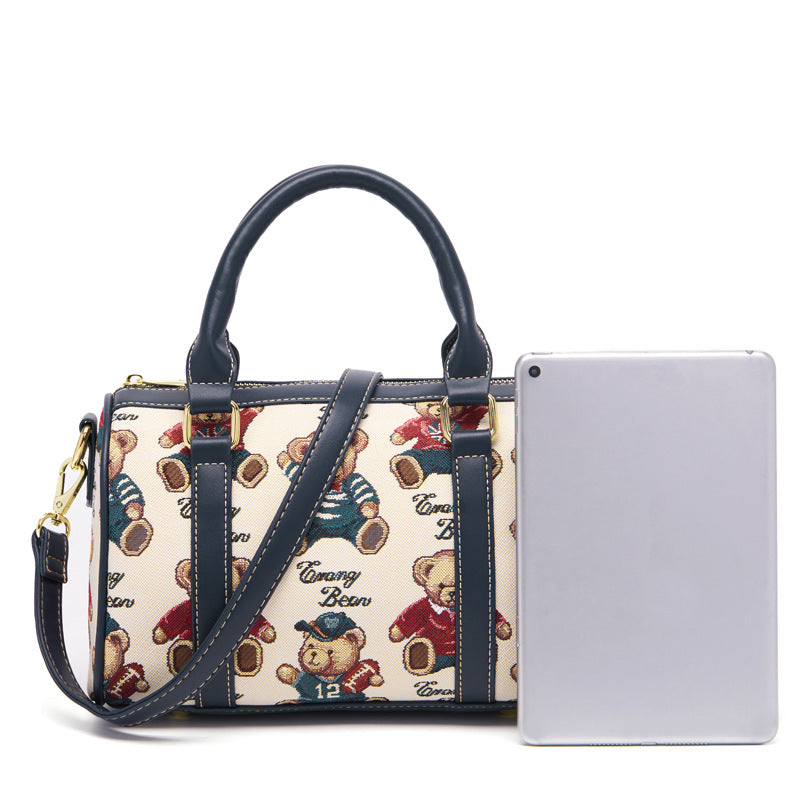 Women's Bear Boston Fan Little Canvas Handbags