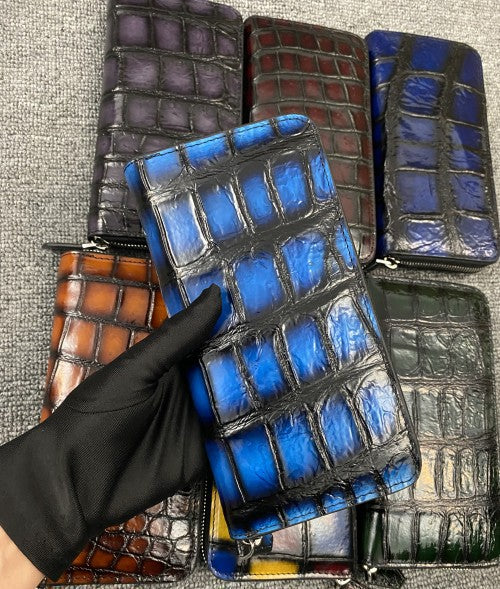 Men's Siamese Crocodile Fish Skin Fashion Trendy Clutch Long Men's Handbags