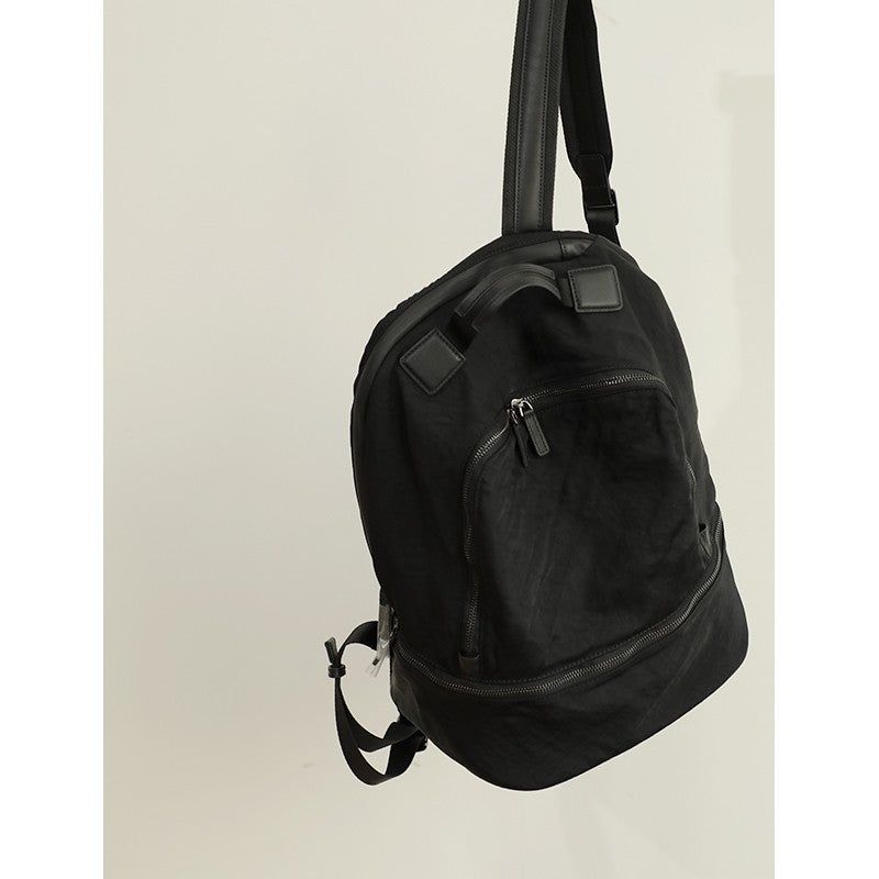 Portable Light Waterproof Leather Solid Color Large Backpacks