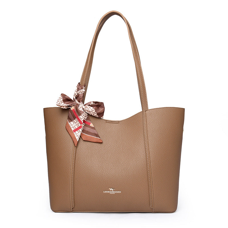 Women's Large Capacity Retro Solid Color Silk Shoulder Bags
