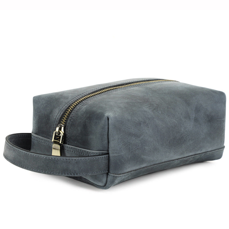 Black Angel Retro Crazy Horse Leather Clutch Men's Handbags