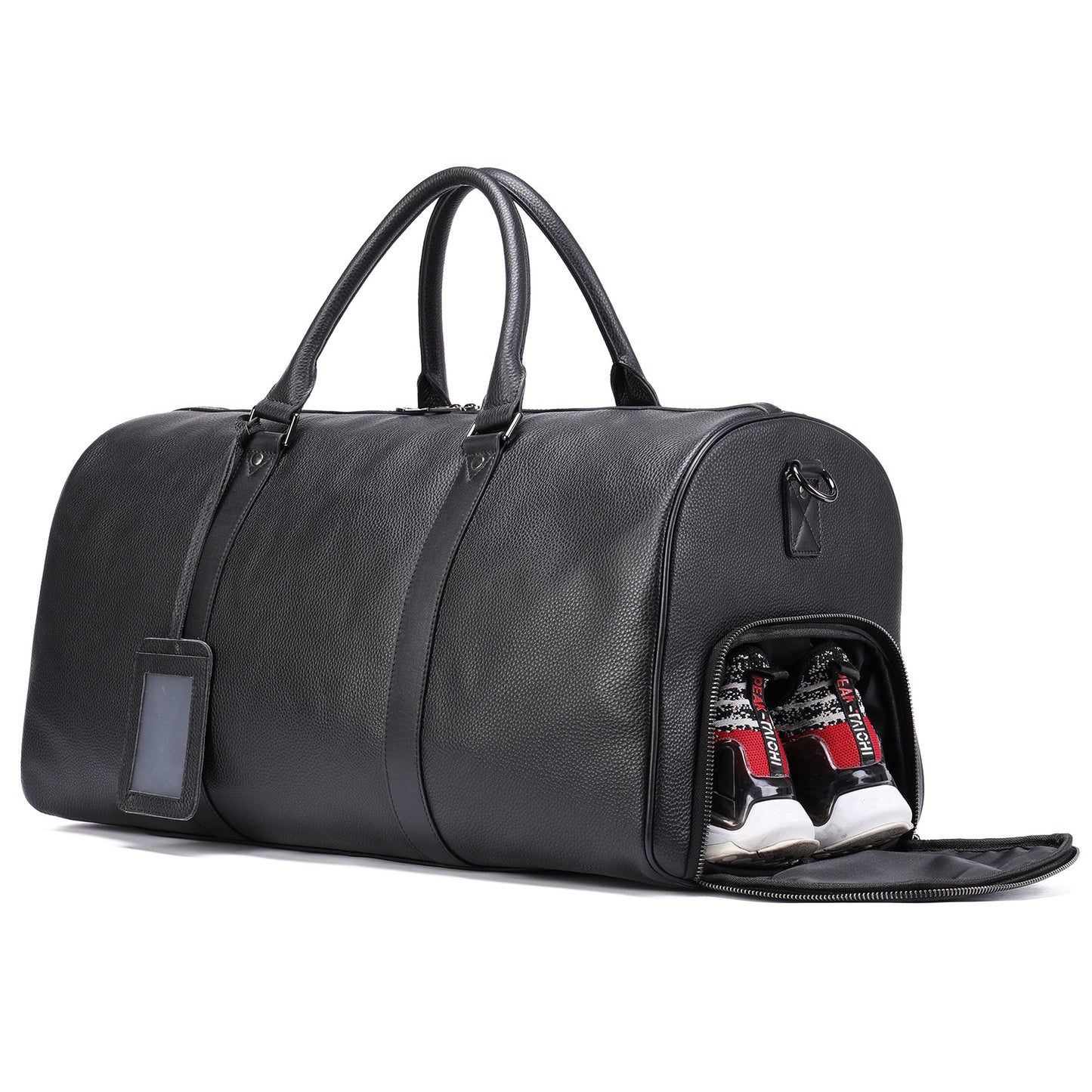 Men's Crazy Horse Leather Large Capacity Independent Shoe Warehouse Travel Bags