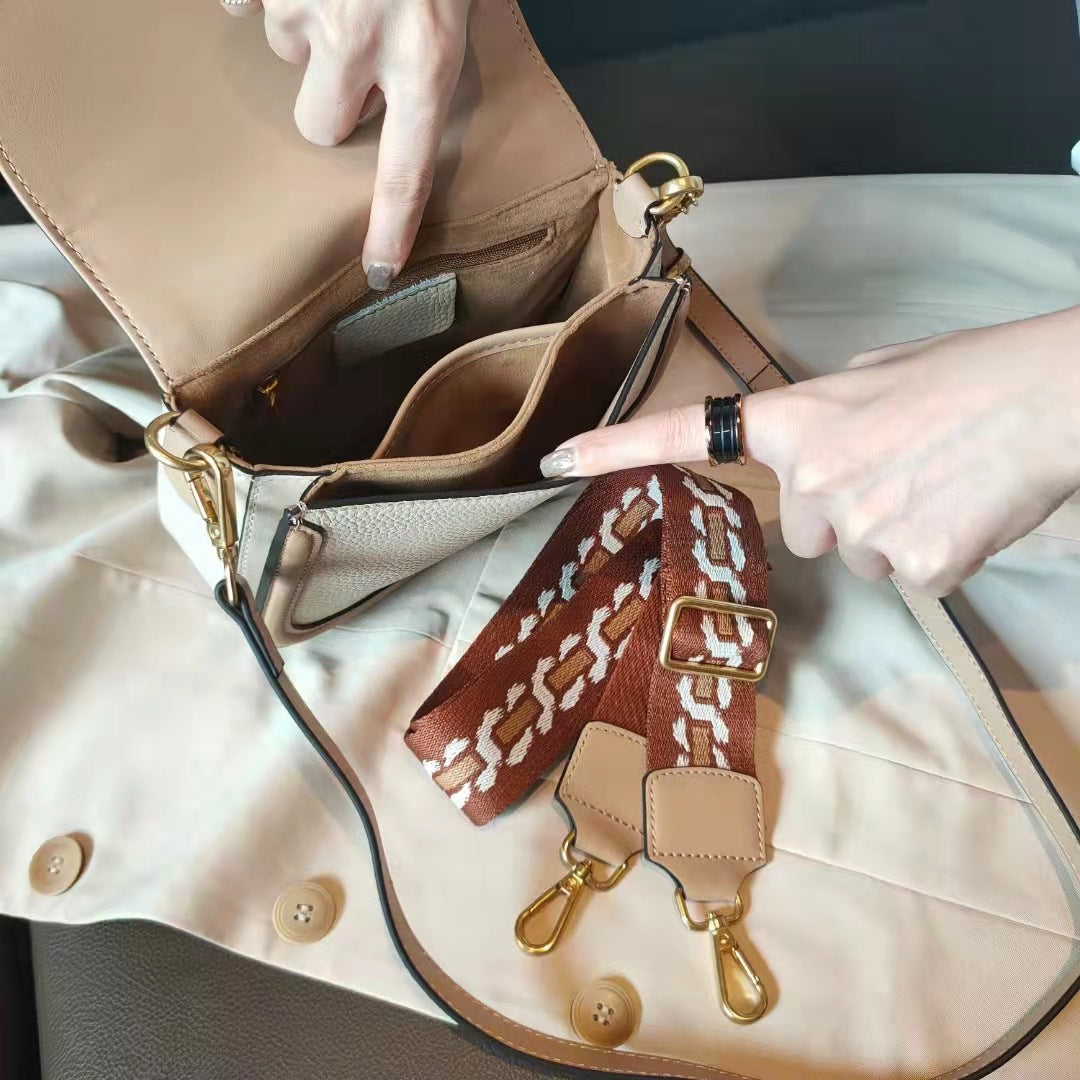 Women's Saddle Korean Color Contrast Patchwork Personality Crossbody Bags