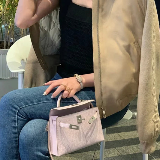 Women's Purple Second Generation Kelly High-grade Genuine Leather Bags