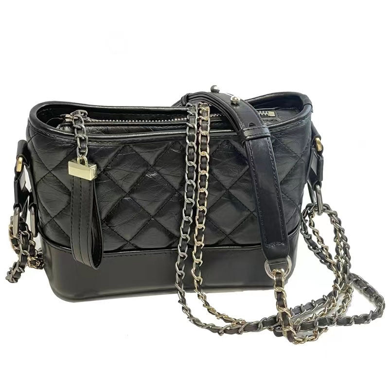Women's Leather Hobo Classic Style Rhombus Chain Crossbody Bags