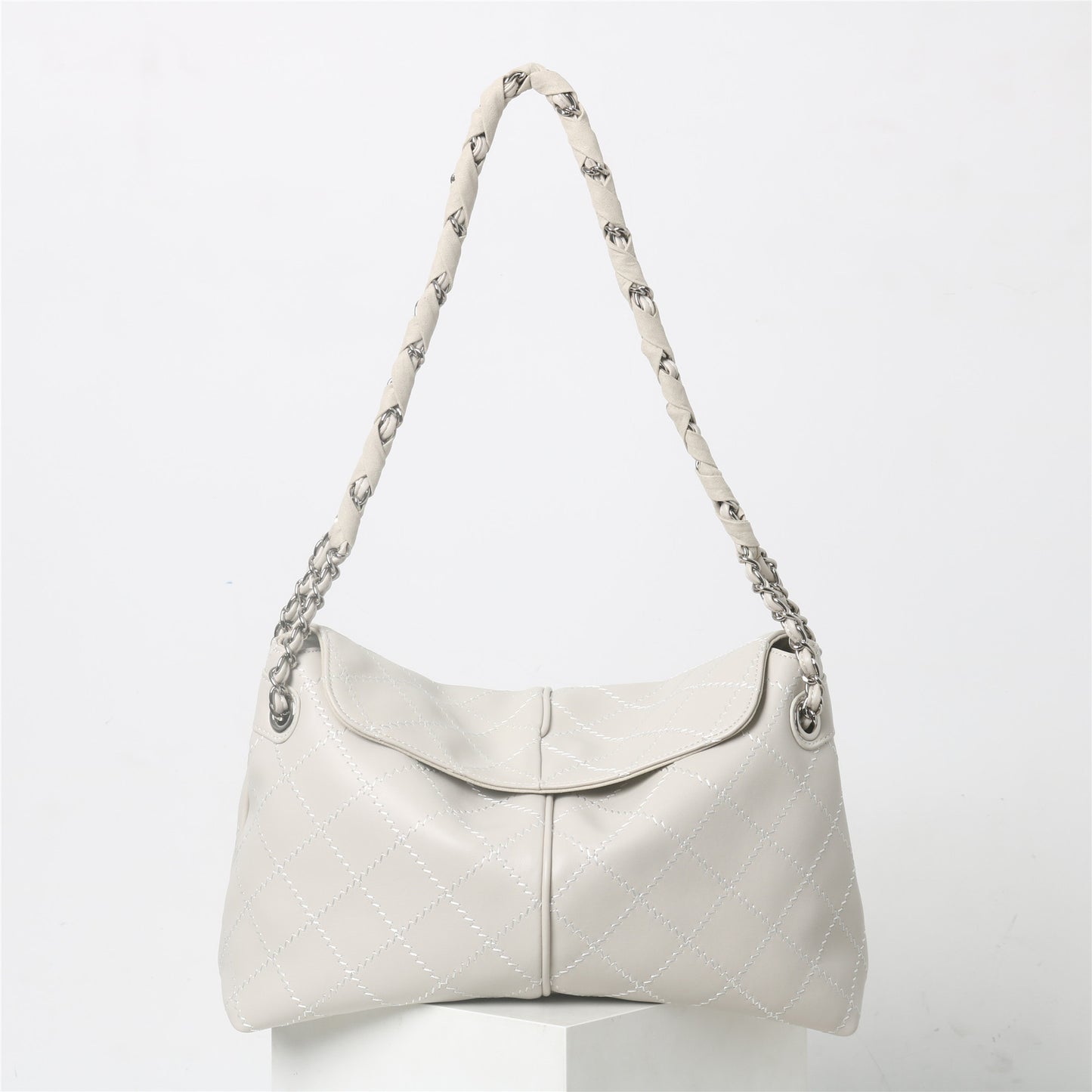 Women's Cowhide Genuine Leather Rhombus Chain Design Crossbody Bags