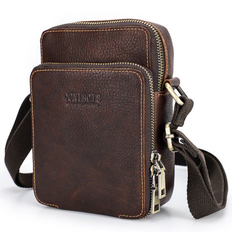 Men's Angel Retro Crazy Horse Milled Cowhide Men's Shoulder Bags