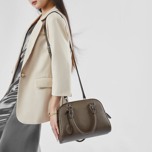 Women's Cowhide Minimalist Boston Bowling High-grade Genuine Leather Crossbody Bags