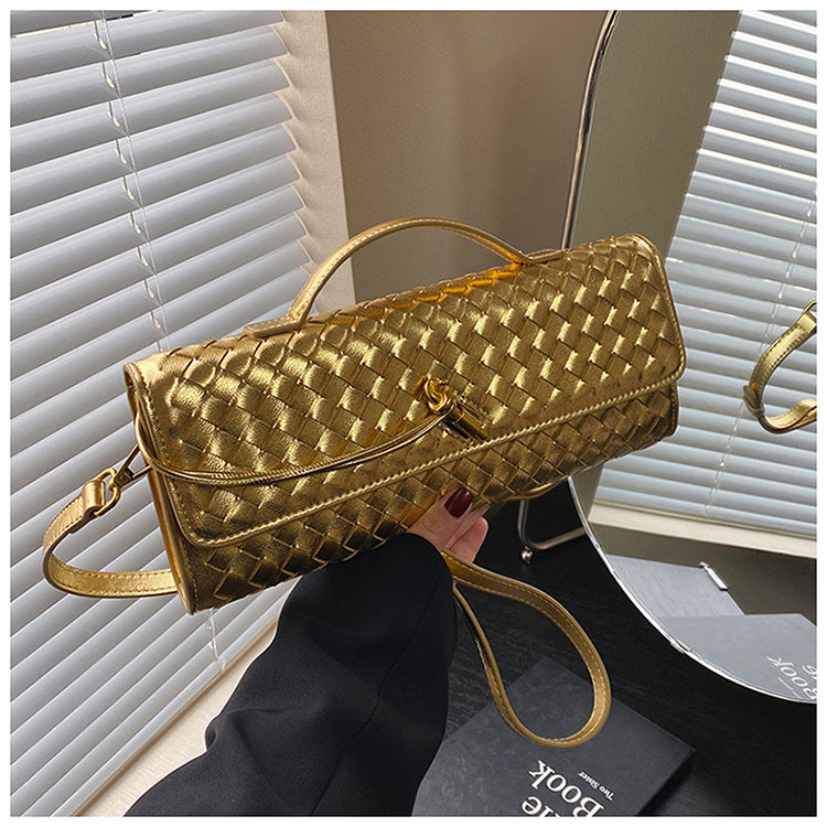 Hand-woven Soft Leather Dinner Baguette File Crossbody Bags