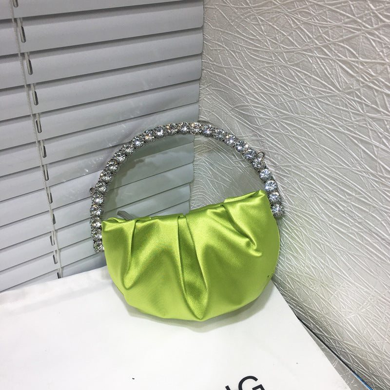 Round Diamond Pleated Dinner Niche Cloud Crossbody Bags