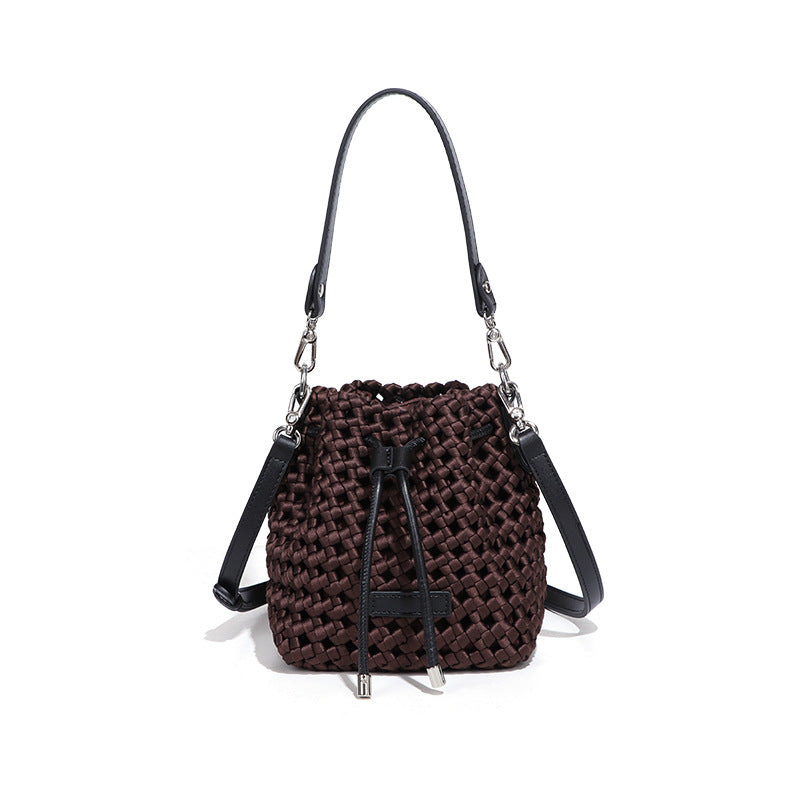 Silk Woven Fashion Trendy High-grade Versatile Bucket Bags