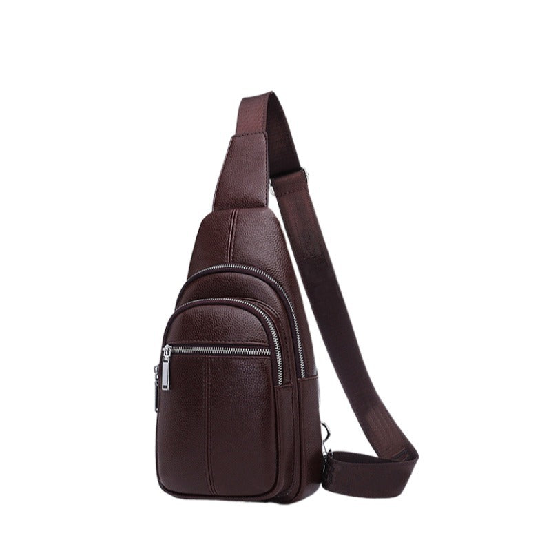 Men's First Layer Leather Trendy Live Broadcast Men's Chest Bags