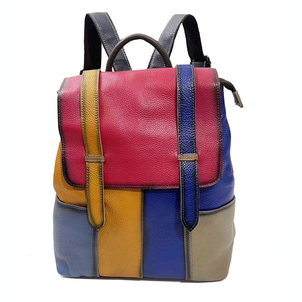 Women's First Layer Cowhide Big Retro Color Bags