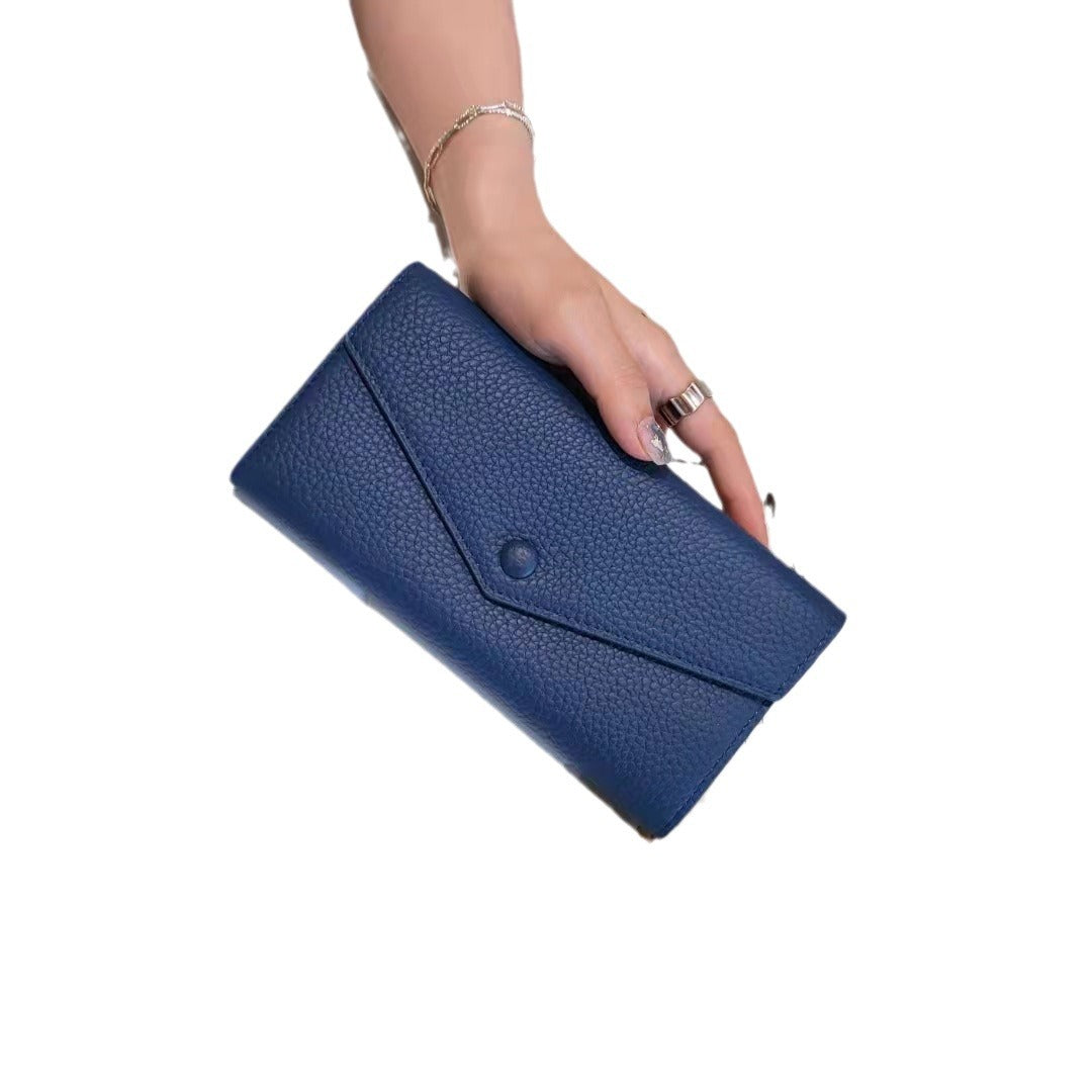 Trendy Attractive Cowhide Multiple Slots Zipper Handbags
