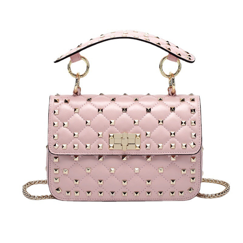 Women's Sheepskin Rivet Soft Leather Punk Chain Bags