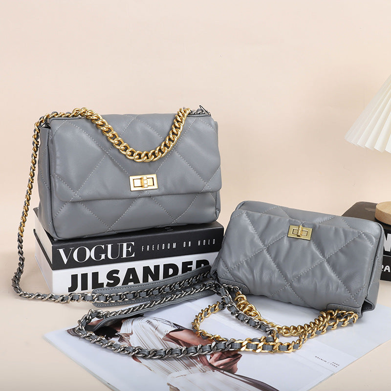 Fashion Flap Soft Sheepskin Rhombus Chain Shoulder Bags