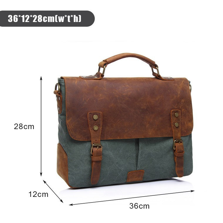 Men's Vintage Canvas With Top Layer Leather Men's Messenger Bags