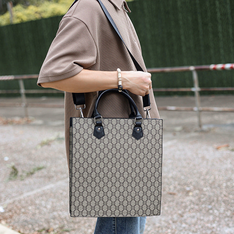 Popular Fashion Business Vertical Zipper Unisex Men's Handbags