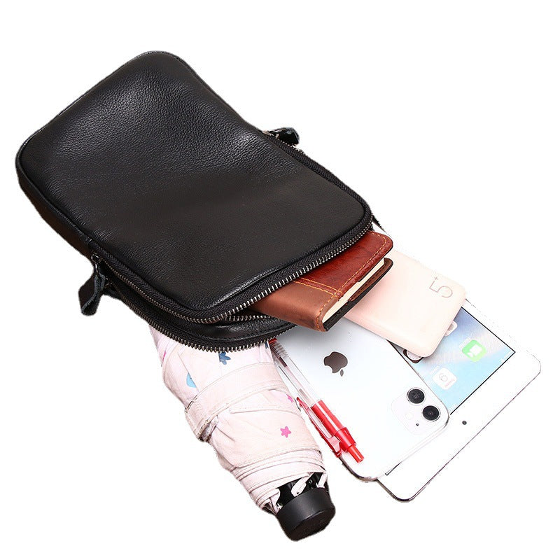 Men's Spring Genuine Leather Leisure Cowhide One Men's Chest Bags