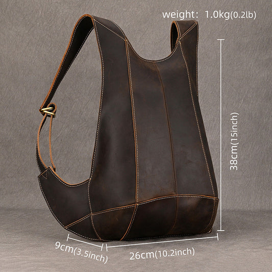 Men's Leather Crazy Waistcoat Personality Cool Bicycle Backpacks