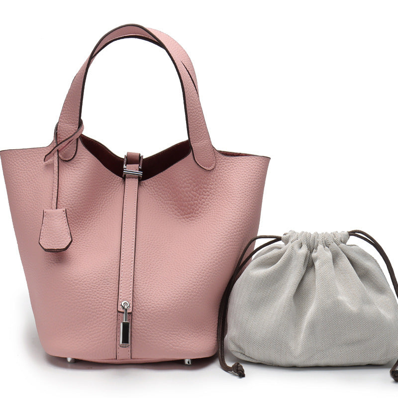 Women's Lychee Pattern First Layer Cowhide Vegetable Handbags