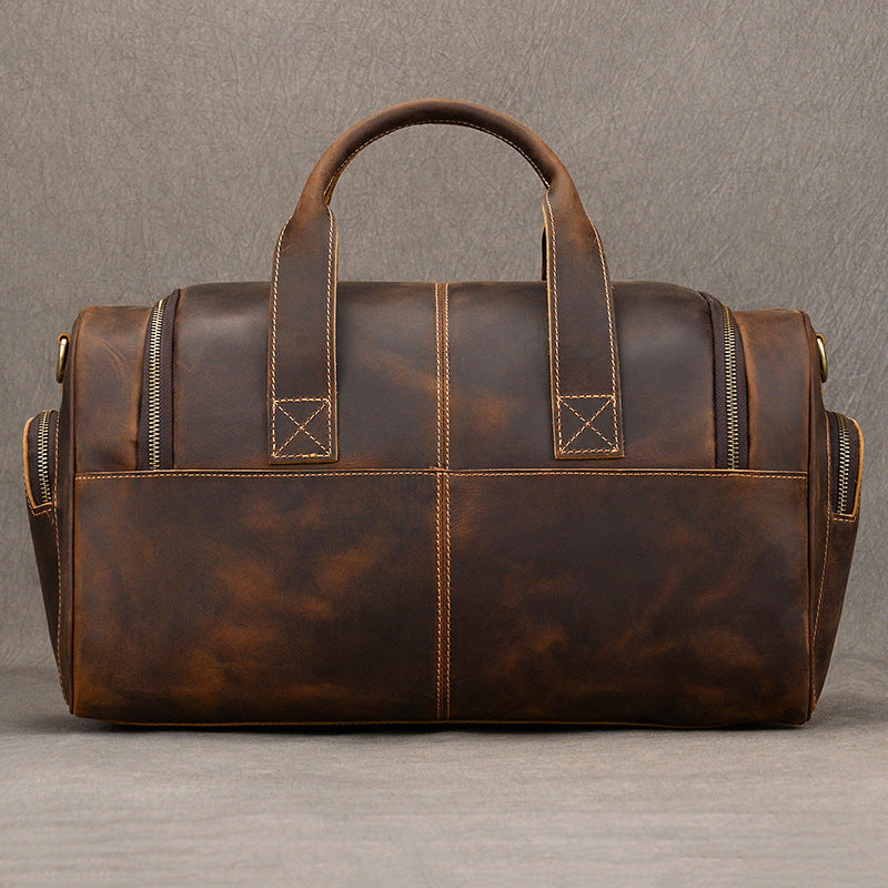 Men's Retro Crazy Horse Leather Cowhide Business Travel Bags