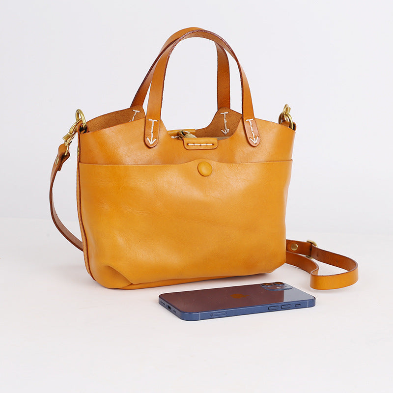 Style Retro Top Layer Cattlehide Leather Handbags