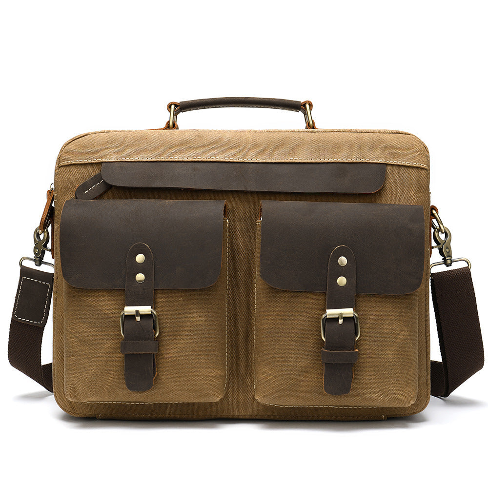 Men's Cowhide Cloth Vintage Business Inch Computer Men's Briefcases