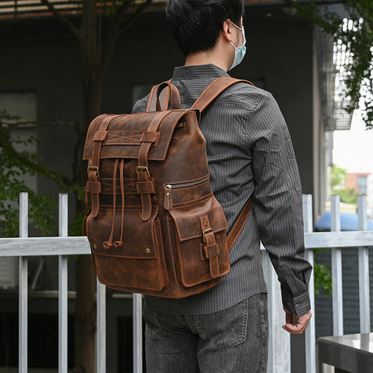 Genuine Leather Vintage Crazy Horse Inch Backpacks