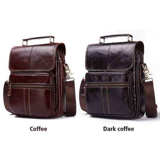 Men's Versatile Slouchy Leather Business Cowhide Men's Shoulder Bags