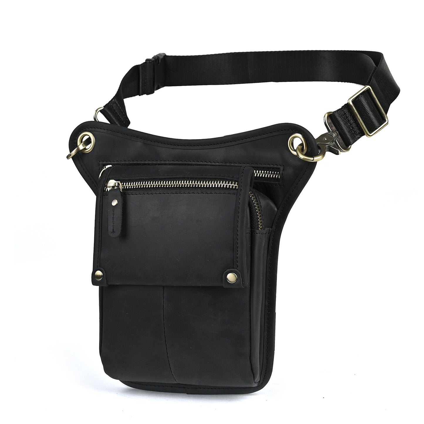 Men's Waxed Leather Cowhide Euro Trendy Cool Men's Chest Bags