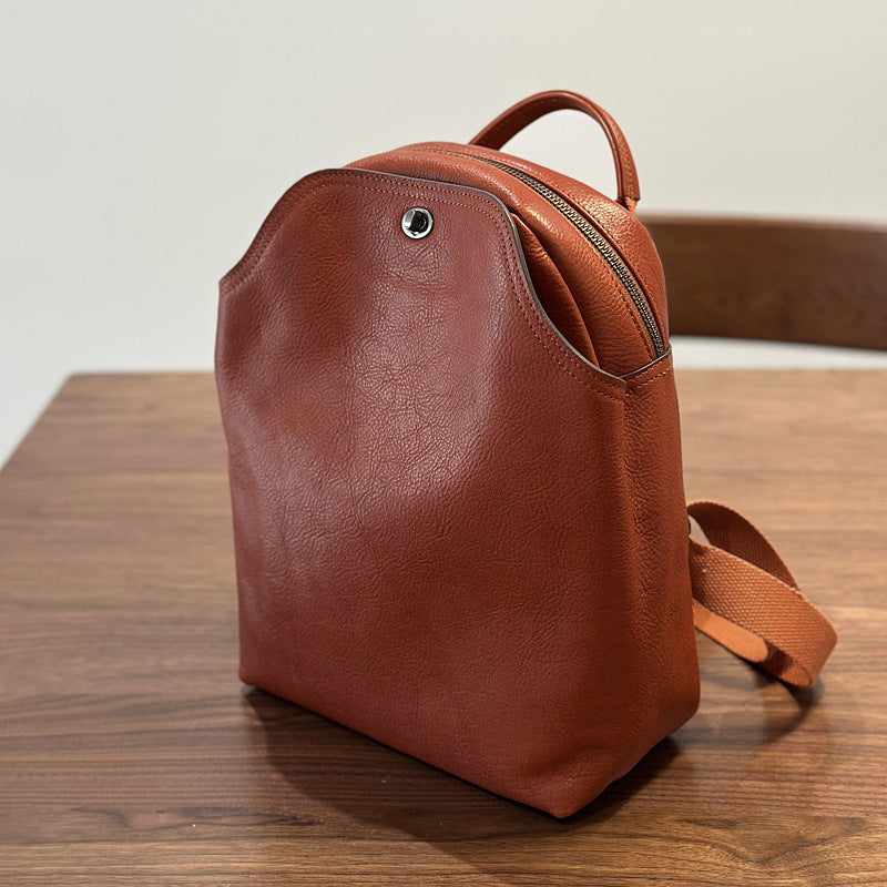 First Layer Cowhide Simple Commuter Large Capacity Backpacks