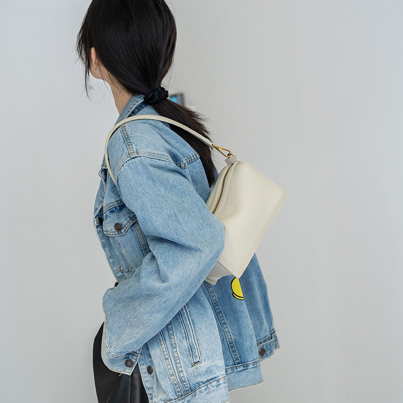 Layer Cattlehide Leather Fashion Simple Genuine Pillow Large Shoulder Bags