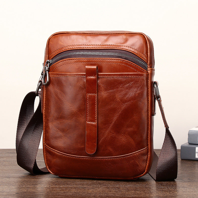 Men's Genuine Leather First Layer Vertical Urban Men's Messenger Bags