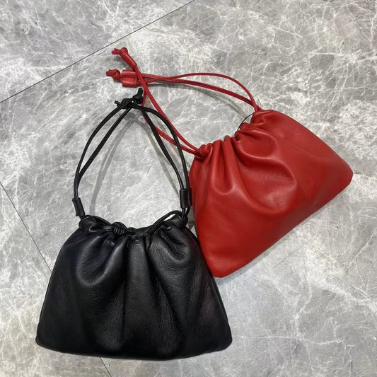 Women's Design Cloud Sheepskin Drawstring Lucky High-grade Handbags