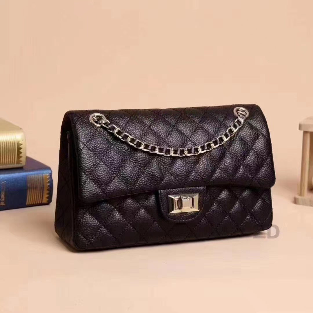 Style Diamond Check Top Layer Cowhide Bags