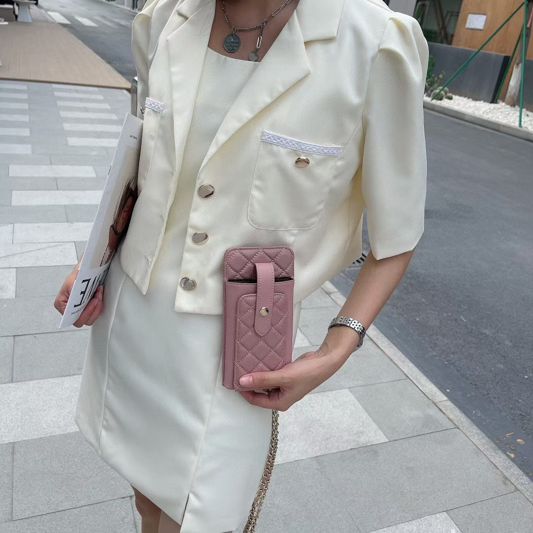 Women's Soft Sheepskin Classic Style Perfect Chain Phone Bags