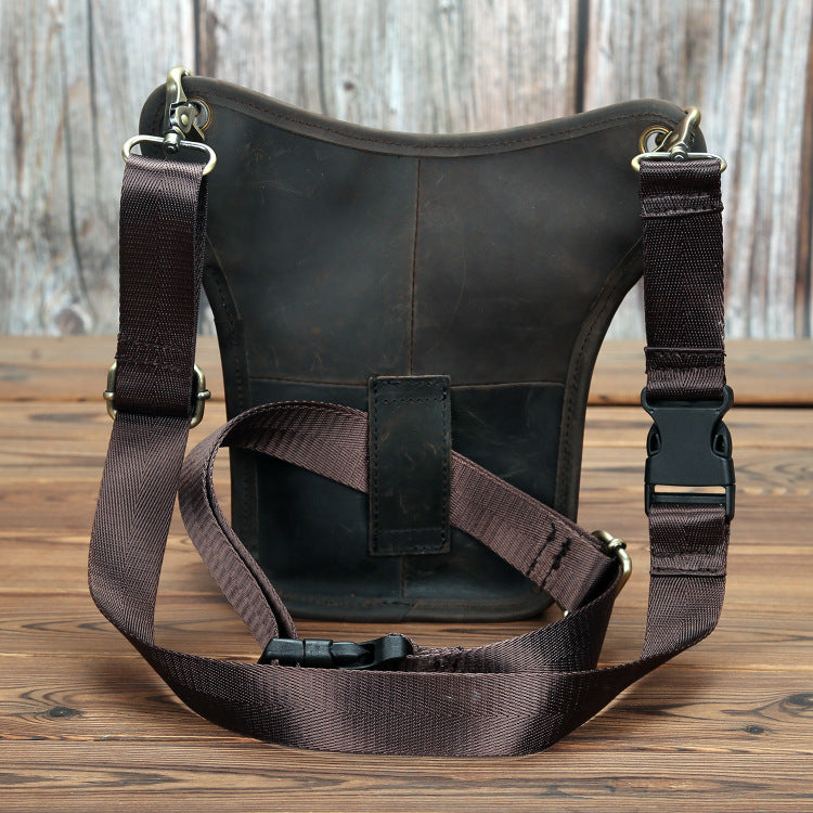 Men's Top Layer Crazy Horse Skin Trendy Cool Leather Tactics Men's Waist Packs