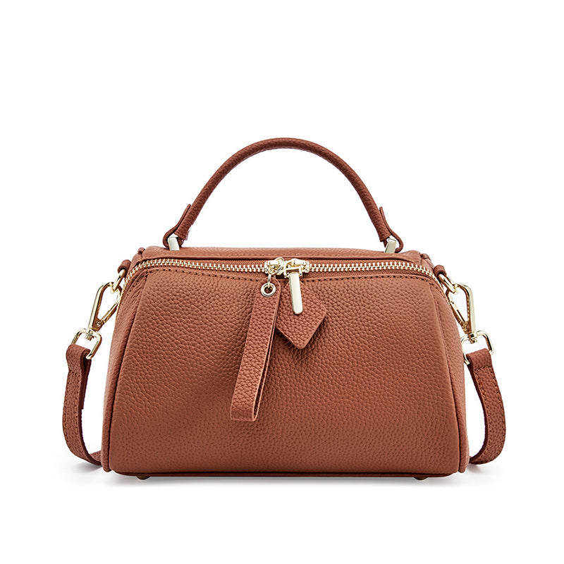 Women's First Layer Cowhide Boston Retro Simple Crossbody Bags