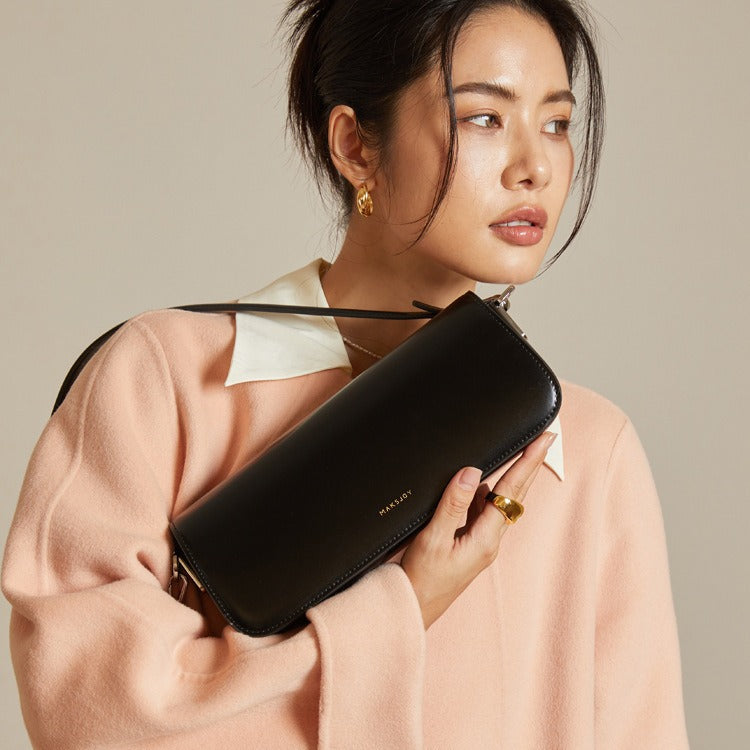 Women's Simple Underarm Genuine Leather High Sense Armpit Bags