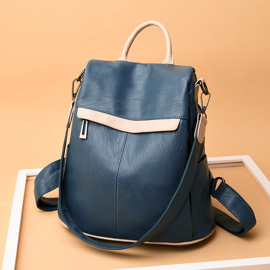 Women's Leather Pattern Stitching Fashion Textured Female Backpacks