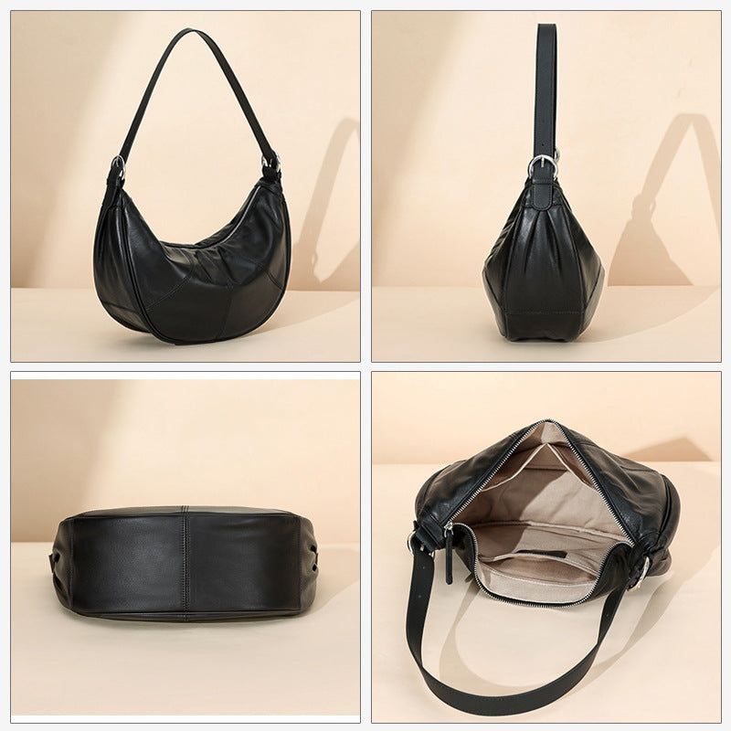 Women's Genuine Leather Cloud Design Underarm High Armpit Bags