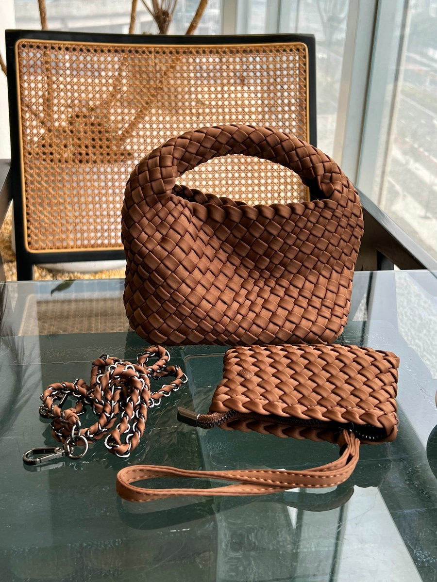 Women's Hand-woven Vegetable Basket Nylon Cloth Portable Shoulder Bags