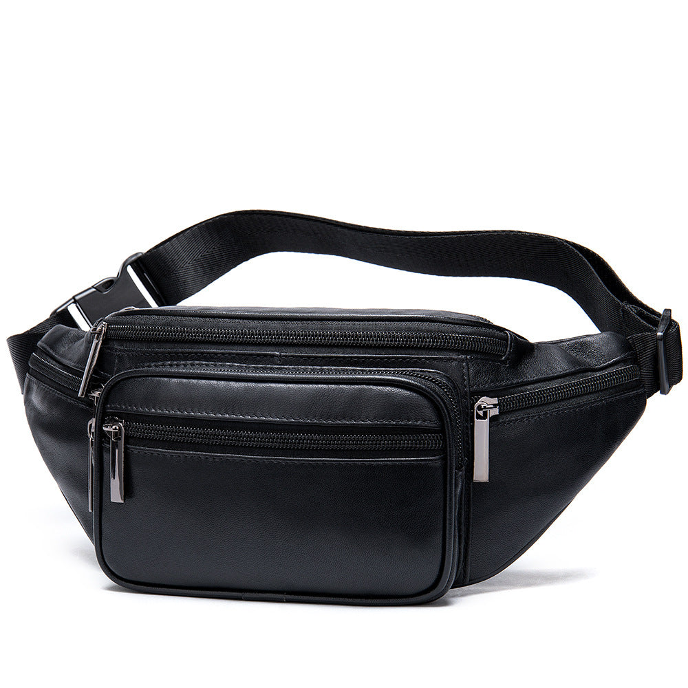 Men's Retro Leather Multifunctional Crazy Horse First Men's Chest Bags