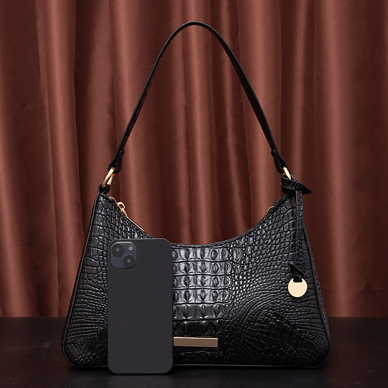 Women's Retro Hand-held Underarm Crocodile Pattern Shoulder Bags