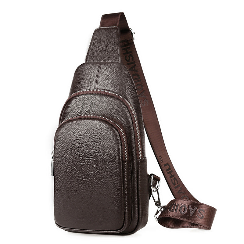 Men's Kangaroo Leather First Layer Cowhide Trendy Men's Chest Bags