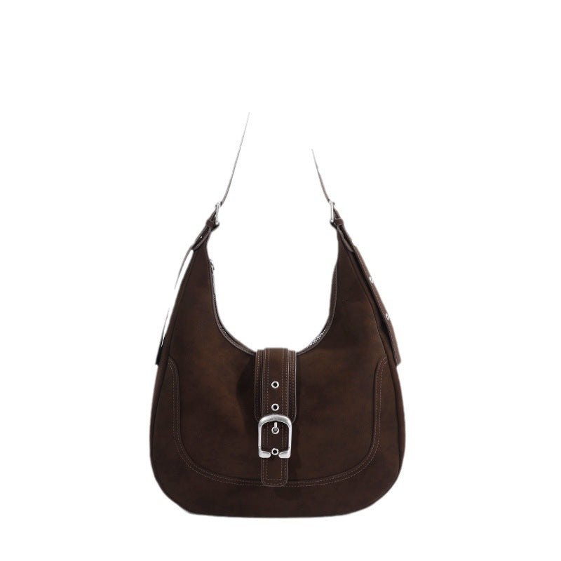 Style Vintage Suede Saddle Croissant High-grade Shoulder Bags