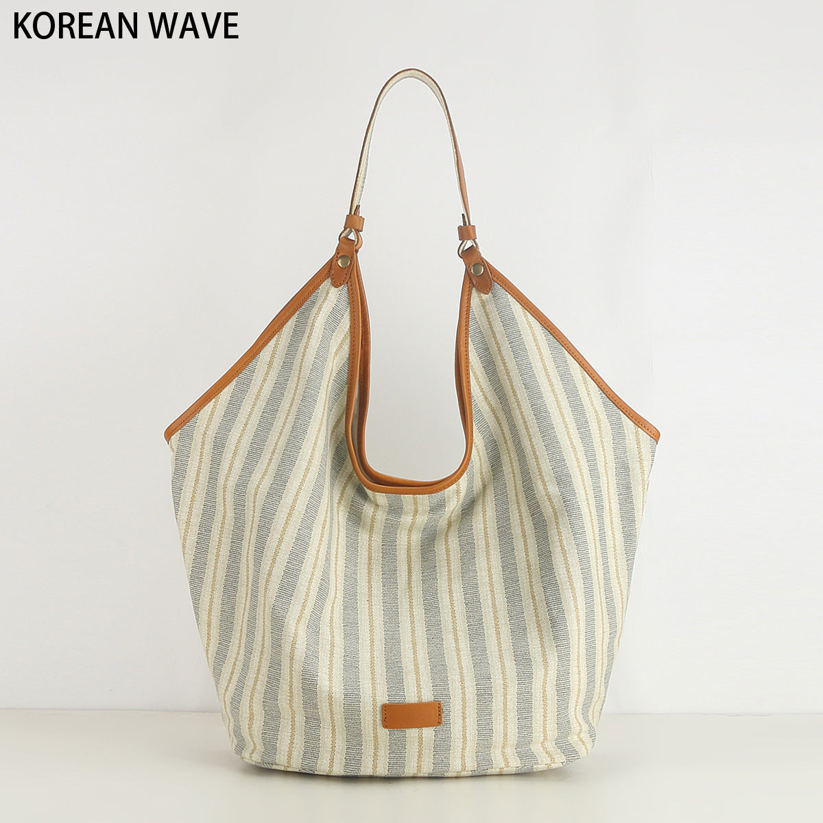 Women's Artistic Striped Canvas Simple Commute Large Shoulder Bags