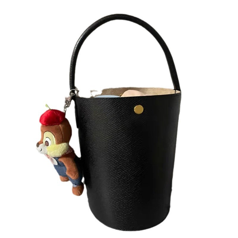 Women's Fortune Fashion Portable Cowhide Simple Versatile Bucket Bags
