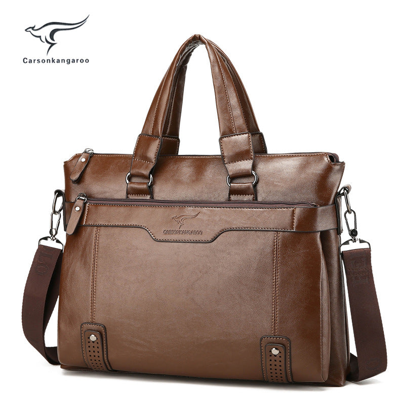 Men's Kangaroo Leather Business Horizontal Vertical Cowhide Men's Shoulder Bags